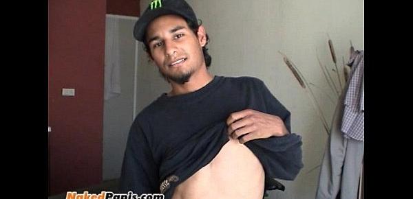  Straight latino guy shows his uncut verga and strokes off. See this papi in acti
